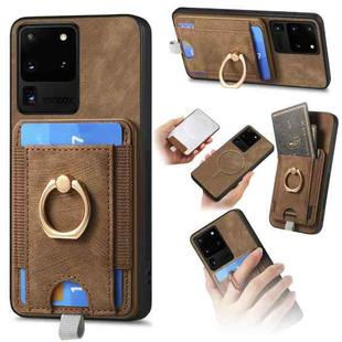 For Samsung Galaxy S20 Ultra Retro Splitable Magnetic Card Bag Leather Phone Case(Brown)