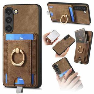 For Samsung Galaxy S22 5G Retro Splitable Magnetic Card Bag Leather Phone Case(Brown)