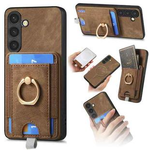 For Samsung Galaxy S23 FE 5G Retro Splitable Magnetic Card Bag Leather Phone Case(Brown)