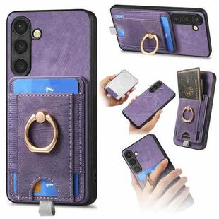 For Samsung Galaxy A34 5G Retro Splitable Magnetic Card Bag Leather Phone Case(Purple)