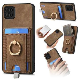 For Samsung Galaxy A22 5G Retro Splitable Magnetic Card Bag Leather Phone Case(Brown)