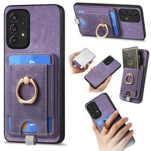 For Samsung Galaxy A52 Retro Splitable Magnetic Card Bag Leather Phone Case(Purple)