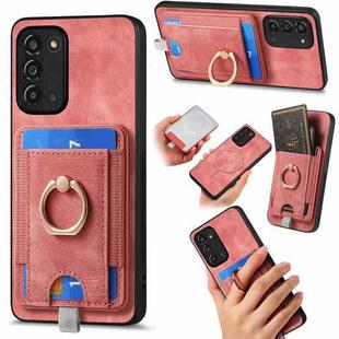 For Samsung Galaxy Note20 Retro Splitable Magnetic Card Bag Leather Phone Case(Pink)