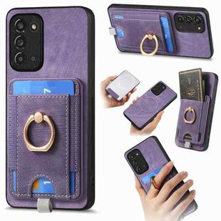 For Samsung Galaxy Note20 Retro Splitable Magnetic Card Bag Leather Phone Case(Purple)