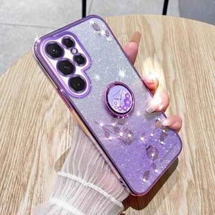 For Samsung Galaxy S24 Ultra 5G Gradient Glitter Immortal Flower Ring All-inclusive Phone Case(Purple)