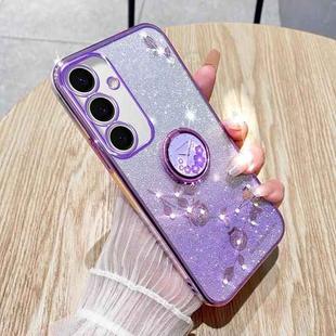 For Samsung Galaxy S24 FE 5G Gradient Glitter Immortal Flower Ring All-inclusive Phone Case(Purple)