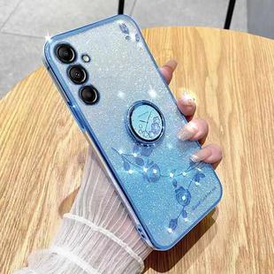 For Samsung Galaxy S25 Ultra 5G Gradient Glitter Immortal Flower Ring All-inclusive Phone Case(Blue)