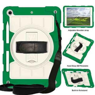 For iPad 10.2 2021 / 2020 / 2019 Silicone Hybrid PC Shockproof Tablet Case with Shoulder Strap(Classic Green)