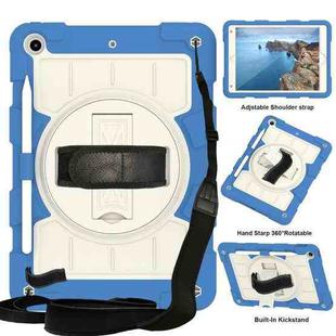 For iPad 10.2 2021 / 2020 / 2019 Silicone Hybrid PC Shockproof Tablet Case with Shoulder Strap(Azure Blue)