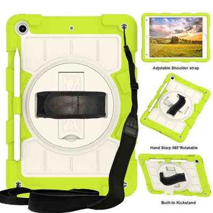 For iPad 10.2 2021 / 2020 / 2019 Silicone Hybrid PC Shockproof Tablet Case with Shoulder Strap(Love Birds Green)