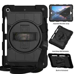 For iPad 10.2 2021 / 2020 / 2019 Silicone Hybrid PC Shockproof Tablet Case with Shoulder Strap(Black)