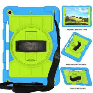 For iPad 10.2 2021 / 2020 / 2019 Silicone Hybrid PC Shockproof Tablet Case with Shoulder Strap(Bluish-Green)