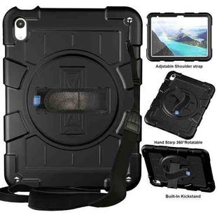 For iPad 10th Gen 10.9 2022 Silicone Hybrid PC Shockproof Tablet Case with Shoulder Strap(Black)