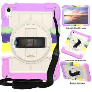 For iPad 10th Gen 10.9 2022 Silicone Hybrid PC Shockproof Tablet Case with Shoulder Strap(Colorful Purple)