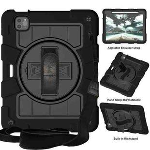 For iPad Pro 11 2018 / 2020 Silicone Hybrid PC Shockproof Tablet Case with Shoulder Strap(Black)
