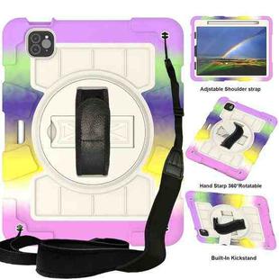 For iPad Air 2020 / 2022 10.9 Silicone Hybrid PC Shockproof Tablet Case with Shoulder Strap(Colorful Purple)