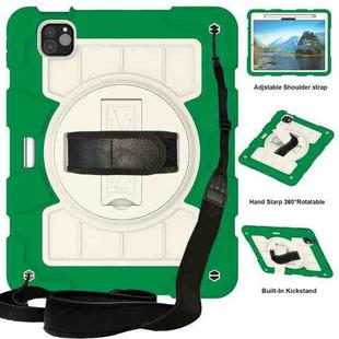 For iPad Air 11 2024 Silicone Hybrid PC Shockproof Tablet Case with Shoulder Strap(Classic Green)