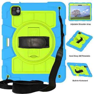 For iPad Air 11 2024 Silicone Hybrid PC Shockproof Tablet Case with Shoulder Strap(Bluish-Green)