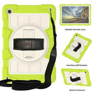 For Samsung Galaxy Tab A9+ Silicone Hybrid PC Shockproof Tablet Case with Shoulder Strap(Love Birds Green)