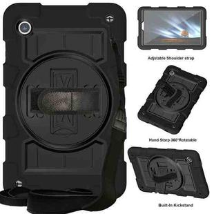 For Samsung Galaxy Tab A9 X110/X115 Silicone Hybrid PC Shockproof Tablet Case with Shoulder Strap(Black)