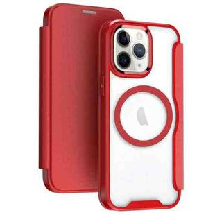 For iPhone 11 Pro Max MagSafe RFID Blocking Adsorption Flip Leather Phone Case(Red)