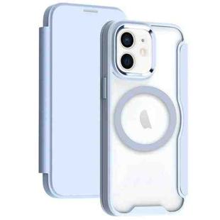 For iPhone 12 MagSafe RFID Blocking Adsorption Flip Leather Phone Case(Blue)