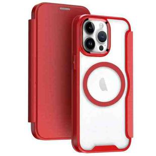 For iPhone 14 Pro MagSafe RFID Blocking Adsorption Flip Leather Phone Case(Red)