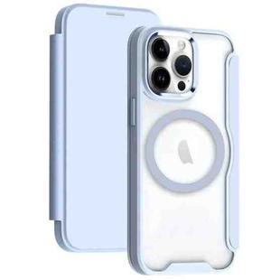 For iPhone 15 Pro MagSafe RFID Blocking Adsorption Flip Leather Phone Case(Blue)
