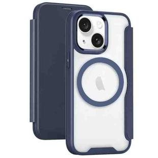 For iPhone 15 MagSafe RFID Blocking Adsorption Flip Leather Phone Case(Purple)