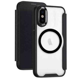 For iPhone X MagSafe RFID Blocking Adsorption Flip Leather Phone Case(Black)