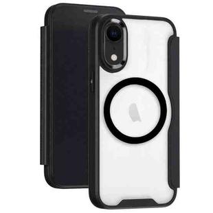 For iPhone XR MagSafe RFID Blocking Adsorption Flip Leather Phone Case(Black)