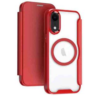 For iPhone XR RFID Blocking Adsorption Flip MagSafe Leather Phone Case(Red)