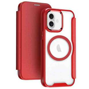 For iPhone 16 Plus RFID Blocking Adsorption Flip MagSafe Leather Phone Case(Red)