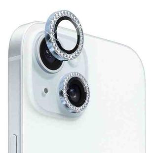For iPhone 15 / 15 Plus NORTHJO Camera Lens Protector Tempered Glass Metal Rhinestone Ring Film(Blue)