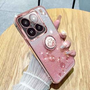 For Xiaomi 14 Pro Gradient Glitter Immortal Flower Ring All-inclusive Phone Case(Pink)