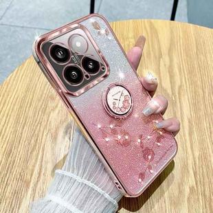 For Xiaomi 14 Gradient Glitter Immortal Flower Ring All-inclusive Phone Case(Pink)