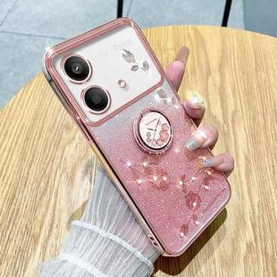 For Xiaomi Redmi Note 13R Pro Gradient Glitter Immortal Flower Ring All-inclusive Phone Case(Pink)