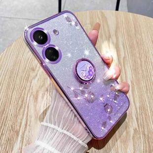 For Xiaomi Redmi 13C 4G Gradient Glitter Immortal Flower Ring All-inclusive Phone Case(Purple)