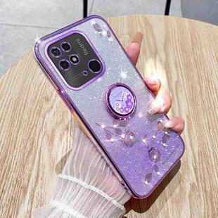 For Xiaomi Redmi  10C Gradient Glitter Immortal Flower Ring All-inclusive Phone Case(Purple)