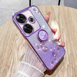 For Xiaomi Redmi Turbo 3 Gradient Glitter Immortal Flower Ring All-inclusive Phone Case(Purple)