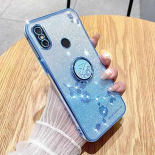 For Xiaomi Mi 8 Gradient Glitter Immortal Flower Ring All-inclusive Phone Case(Blue)