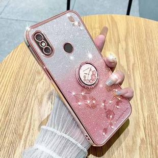 For Xiaomi Mi 8 Gradient Glitter Immortal Flower Ring All-inclusive Phone Case(Pink)