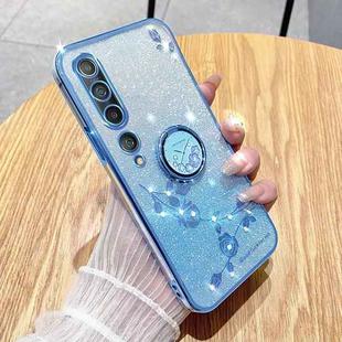 For Xiaomi Mi 10 Gradient Glitter Immortal Flower Ring All-inclusive Phone Case(Blue)