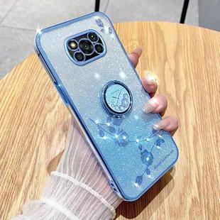 For Xiaomi  Poco X3 Gradient Glitter Immortal Flower Ring All-inclusive Phone Case(Blue)