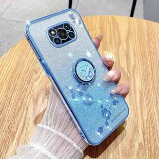 For Xiaomi Poco X3 Pro Gradient Glitter Immortal Flower Ring All-inclusive Phone Case(Blue)