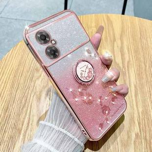 For Xiaomi Poco M5 5G Gradient Glitter Immortal Flower Ring All-inclusive Phone Case(Pink)
