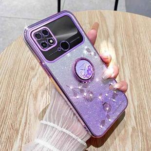 For Xiaomi Poco C40 4G Gradient Glitter Immortal Flower Ring All-inclusive Phone Case(Purple)