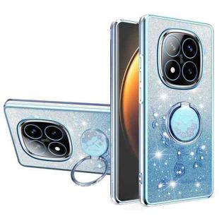 For Xiaomi Redmi Note 14 Pro+ 5G Gradient Glitter Immortal Flower Ring All-inclusive Phone Case(Blue)