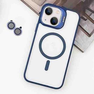 For iPhone 14 MagSafe Acrylic Hybrid TPU Holder Phone Case with Lens film(Deep Blue)