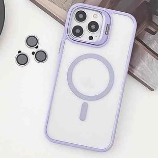 For  iPhone 14 Pro Max MagSafe Acrylic Hybrid TPU Holder Phone Case with Lens film(Light Purple)